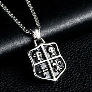 ❤️Stainless steel punk skull pendant necklace for women/men, N90201P181